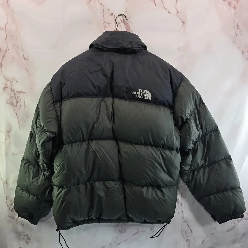 The North Face Jacket Mens 2XL Black Green Goose Down 700 FP Vtg Y2K Coat Nuptse